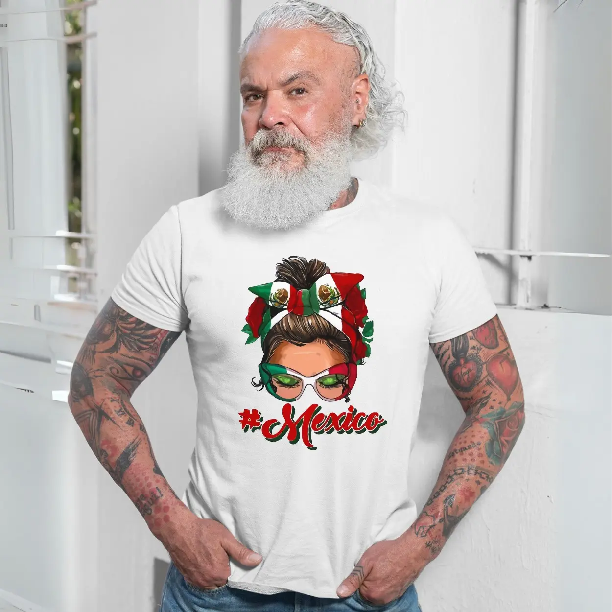 Messy Bun Mexico Flag T Shirt Mexican Pride Gift for Women 7 1.jpg