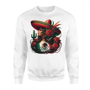 Mexican Woman Sombrero and Roses Pride T Shirt 3 1.jpg