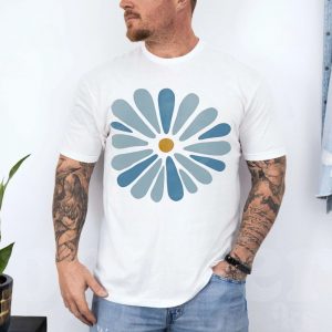Mid Century Modern Flower T Shirt Scandinavian Art Daisy Tee 4 1 1.jpg