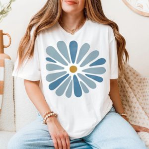 Mid Century Modern Flower T Shirt Scandinavian Art Daisy Tee 5 1 1.jpg