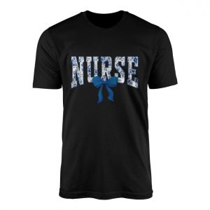 Nurse Floral Print Blue Bow Appreciation Gift T Shirt 1 1.jpg
