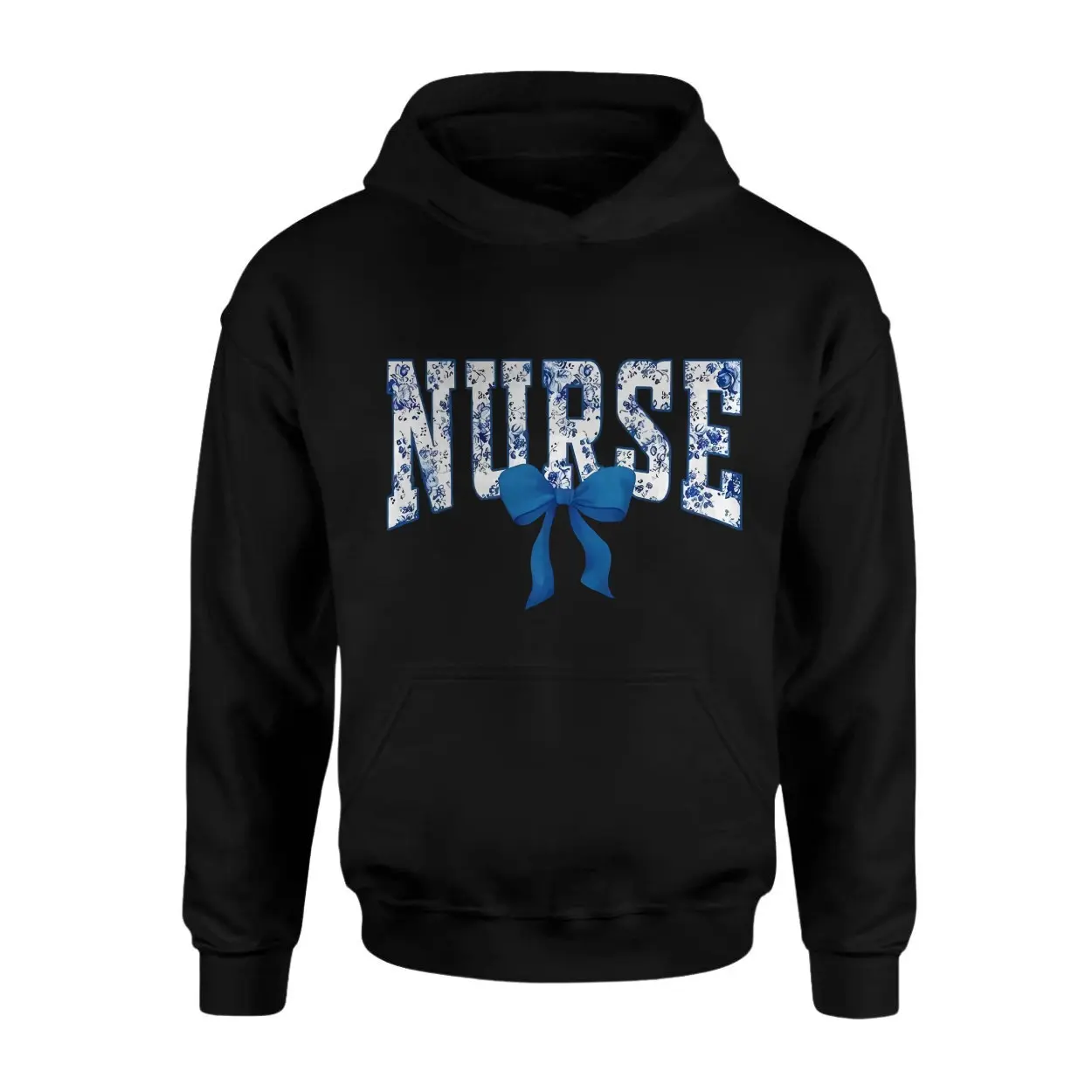 Nurse Floral Print Blue Bow Appreciation Gift T Shirt 2 1.jpg