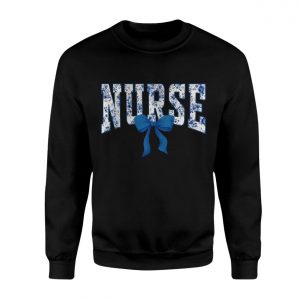 Nurse Floral Print Blue Bow Appreciation Gift T Shirt 3 1.jpg