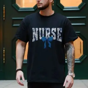 Nurse Floral Print Blue Bow Appreciation Gift T-Shirt 10 Nurse Floral Print Blue Bow Appreciation Gift T Shirt 4 1.jpg