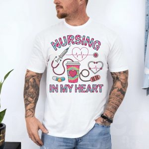 Nursing in My Heart Medical Graphic T Shirt 4 1.jpg