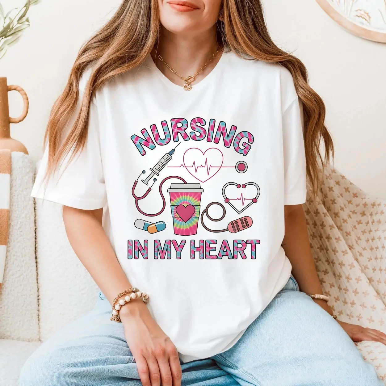 Nursing in My Heart Medical Graphic T Shirt 5 1.jpg
