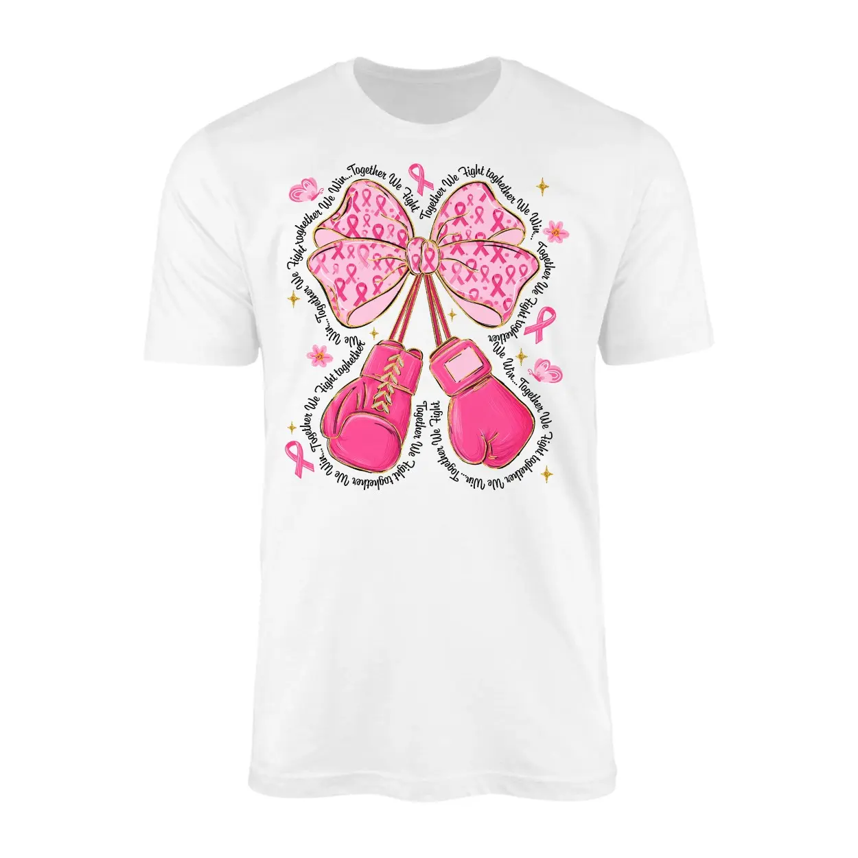 Pink Boxing Gloves Breast Cancer Awareness Support T Shirt 1 1.jpg