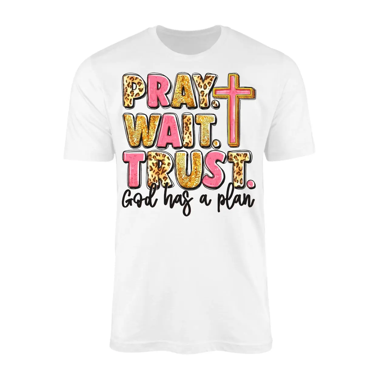 Pray Wait Trust Christian Faith Graphic T Shirt 1 1 1.jpg