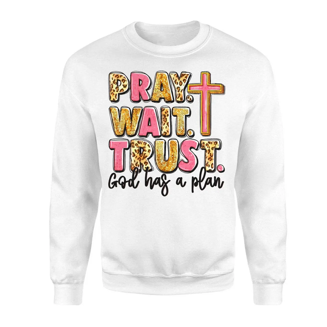 Pray Wait Trust Christian Faith Graphic T Shirt 3 1 1.jpg