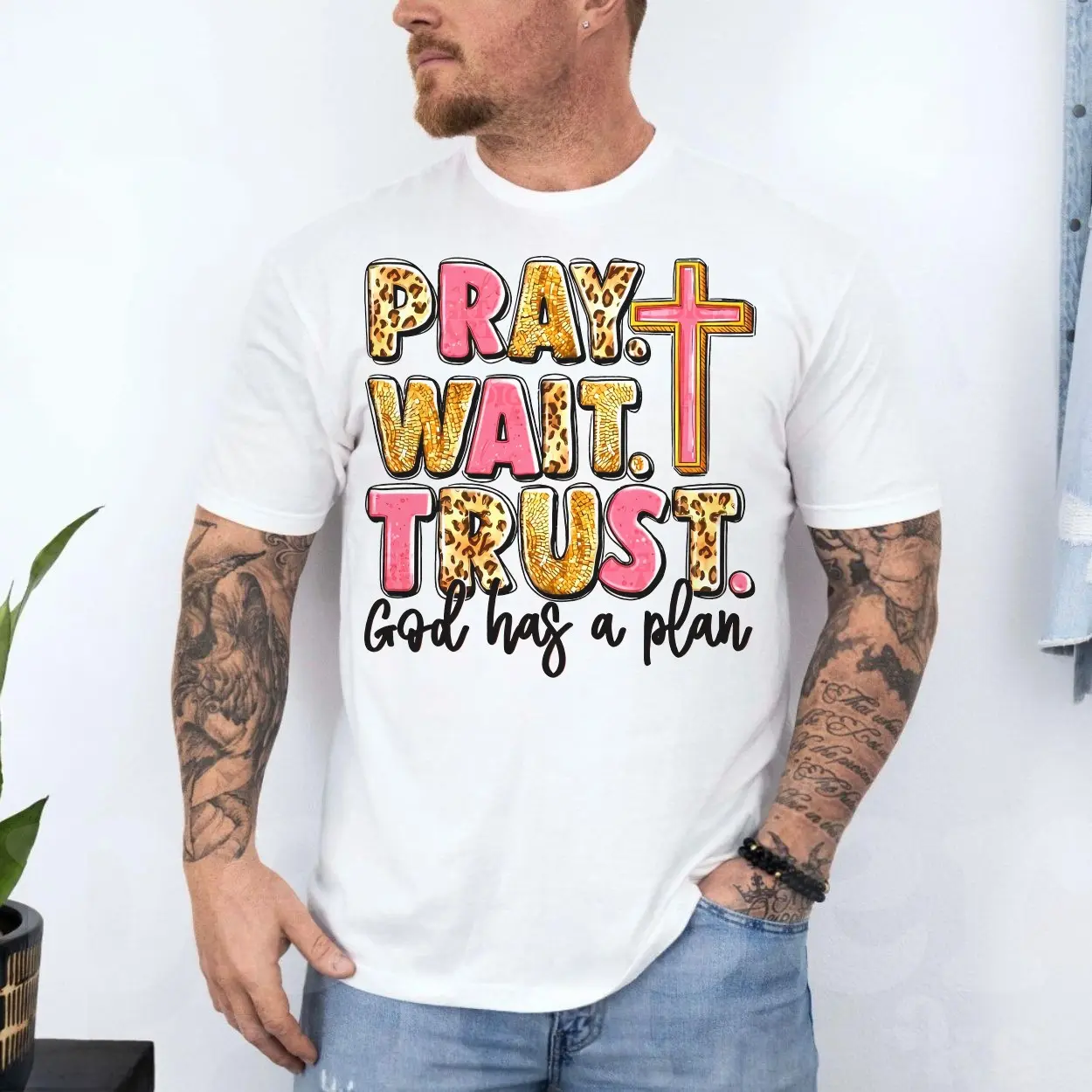 Pray Wait Trust Christian Faith Graphic T Shirt 4 1 1.jpg