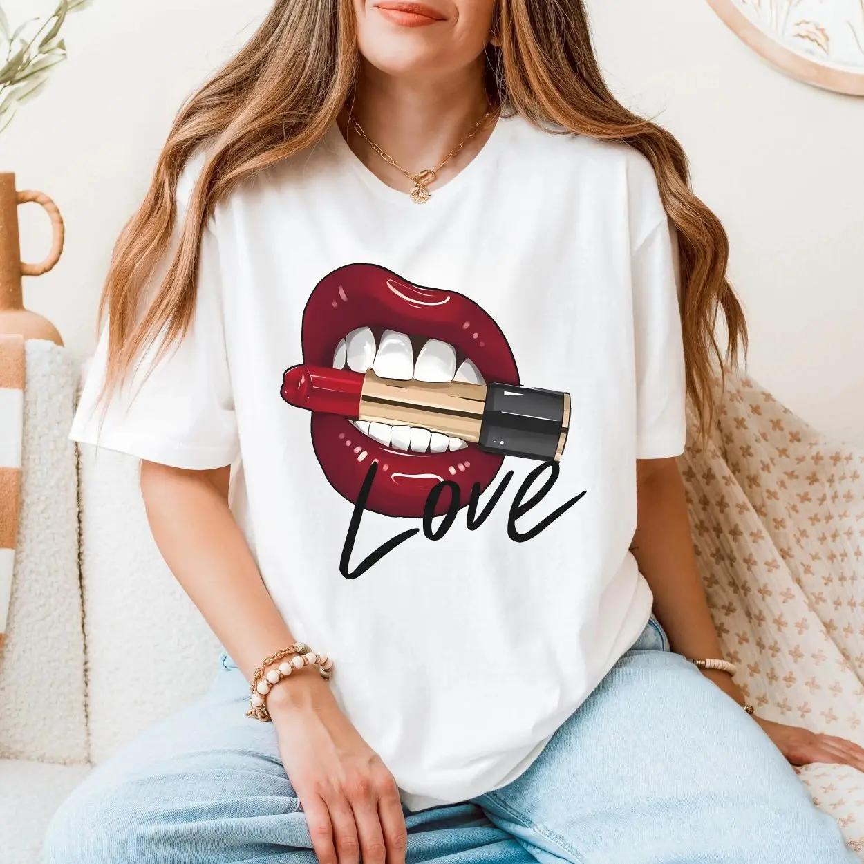 Red Lips Love Bite Lipstick Graphic T-Shirt 5 Red Lips Love Bite Lipstick Graphic T Shirt 5 1.jpg