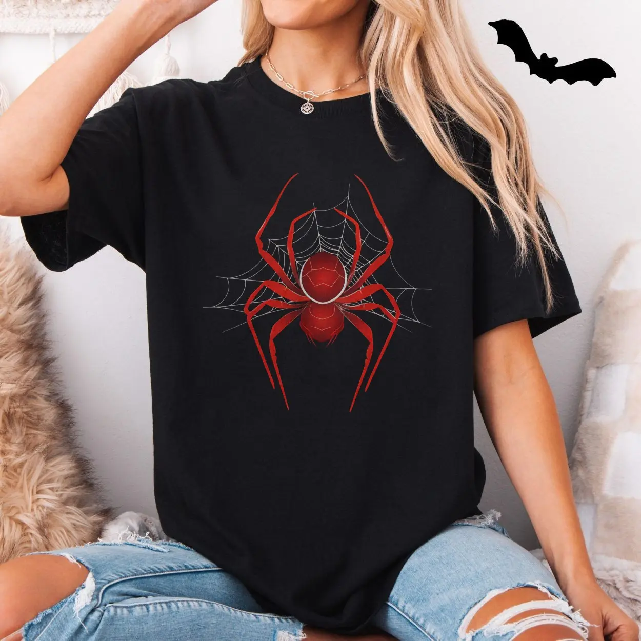 Red Spider Web Creepy Halloween Graphic T-Shirt 5 Red Spider Web Creepy Halloween Graphic T Shirt 5 1.jpg