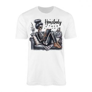 Skeleton Homebody Cozy Reading Graphic T Shirt 1 1.jpg