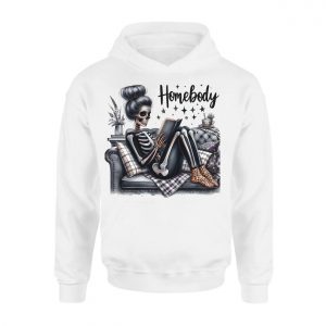 Skeleton Homebody Cozy Reading Graphic T Shirt 2 1.jpg