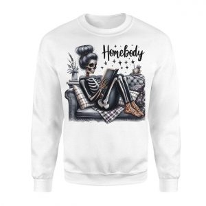 Skeleton Homebody Cozy Reading Graphic T Shirt 3 1.jpg