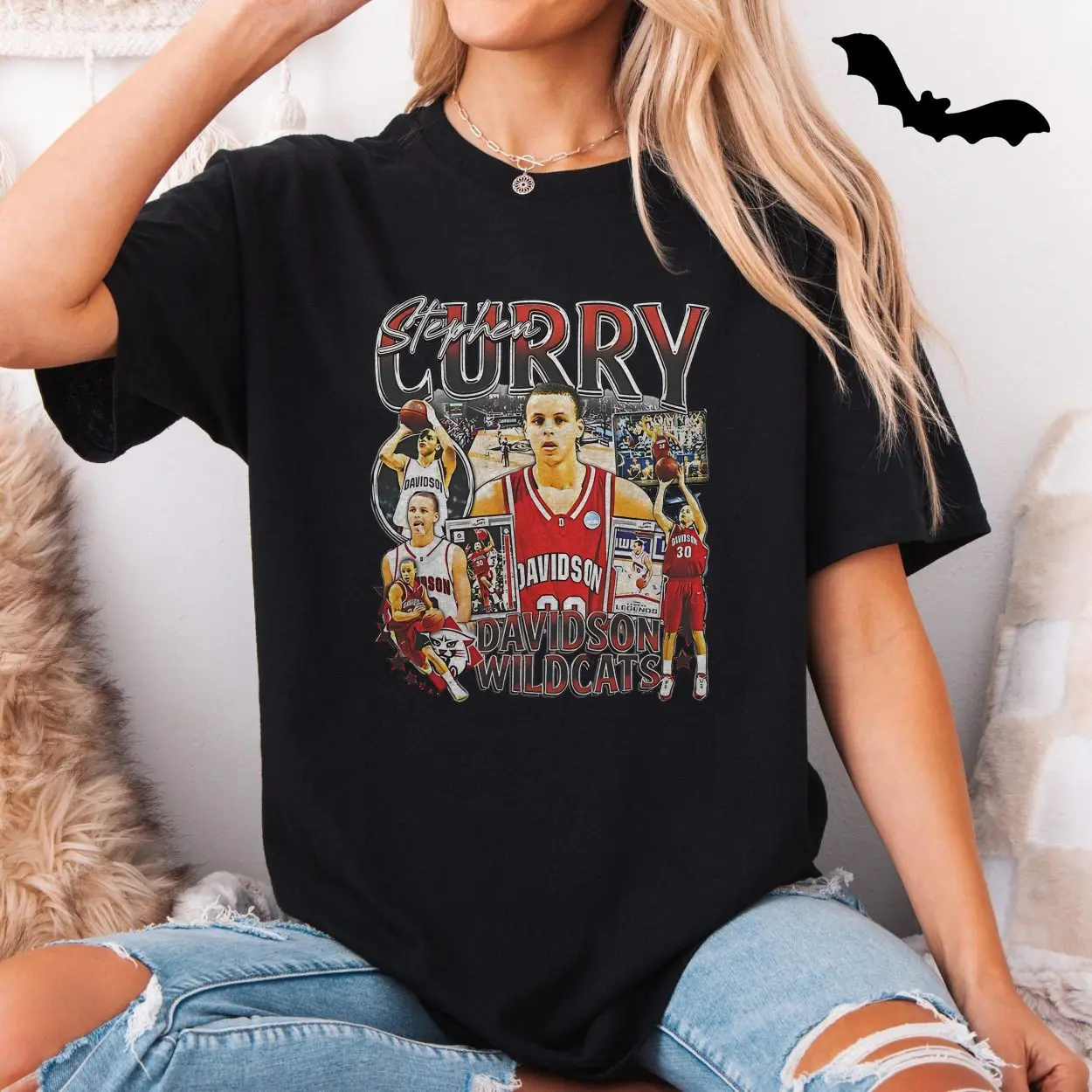Stephen Curry Davidson Wildcats Vintage Basketball T Shirt 5 1.jpg