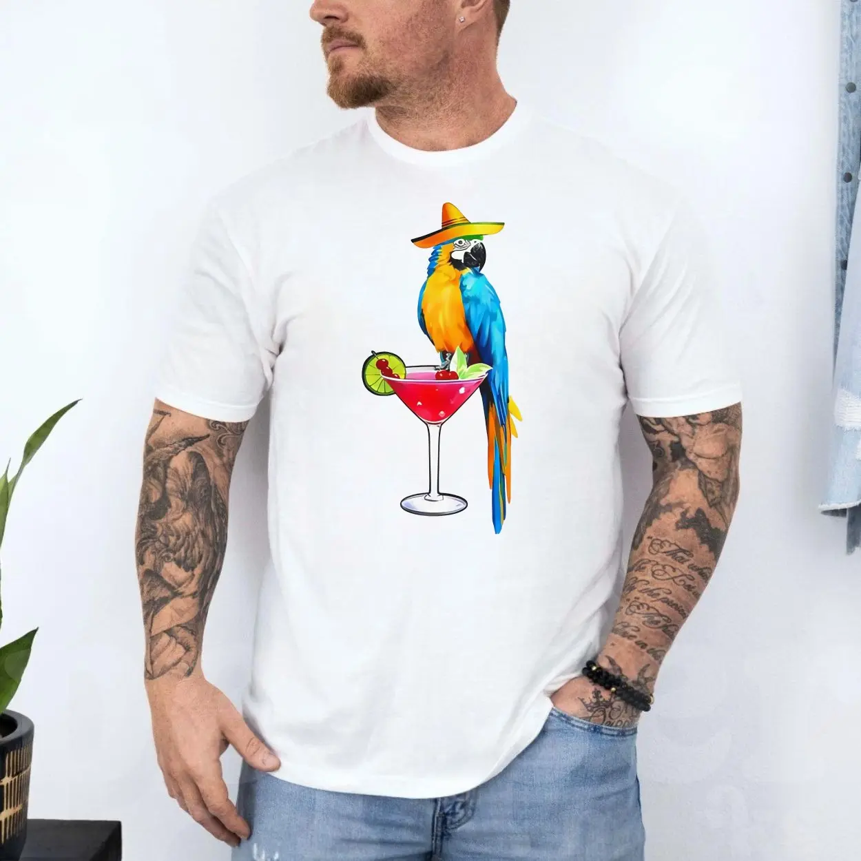 Tropical Parrot Margarita Funny Quote Graphic T Shirt 4 1.jpg