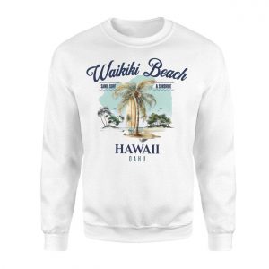 Waikiki Beach Hawaii Surf Palm Tree Vintage Travel T Shirt 3 1.jpg