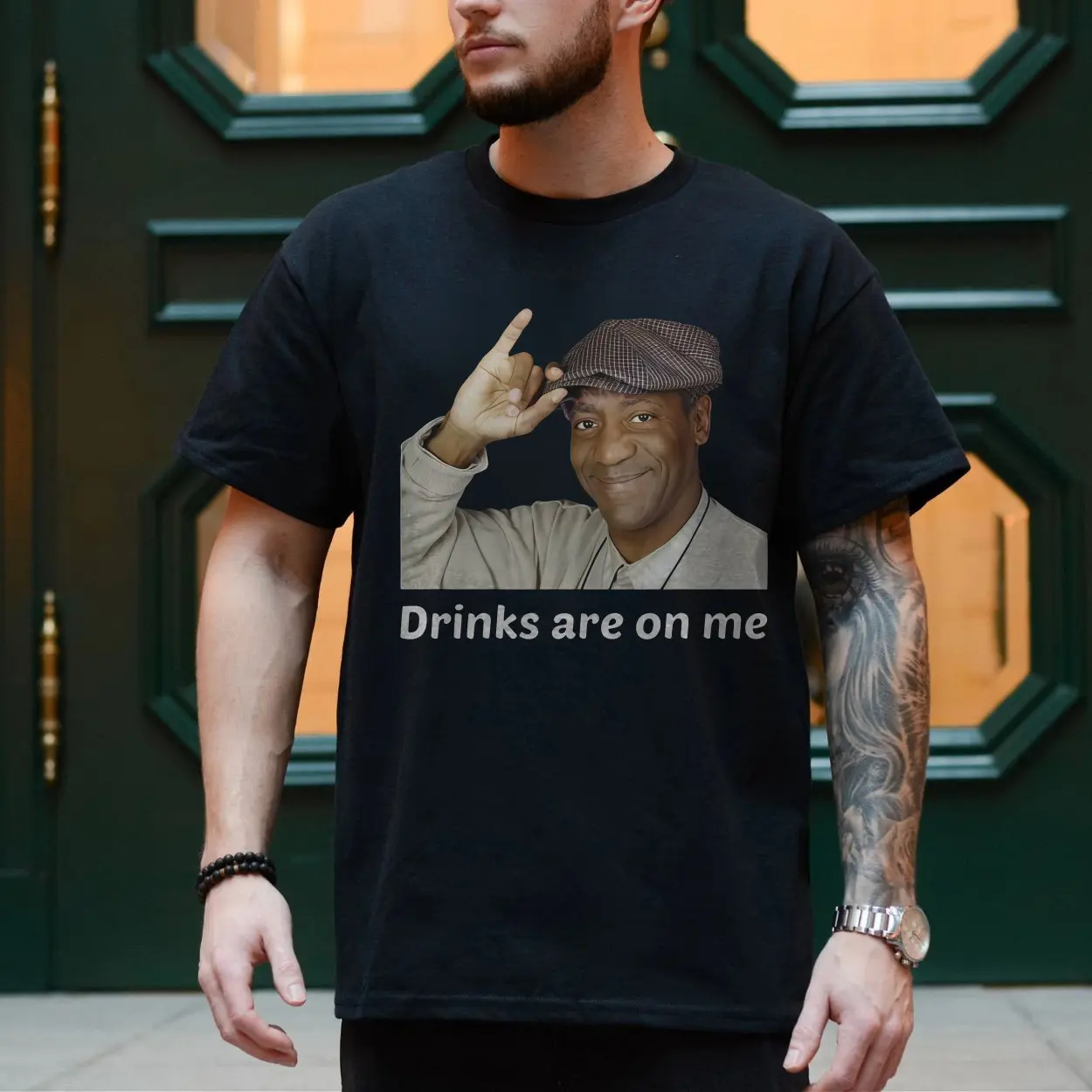 Bill Cosby Drinks Are on Me Funny Mens T Shirt 4 1.jpg