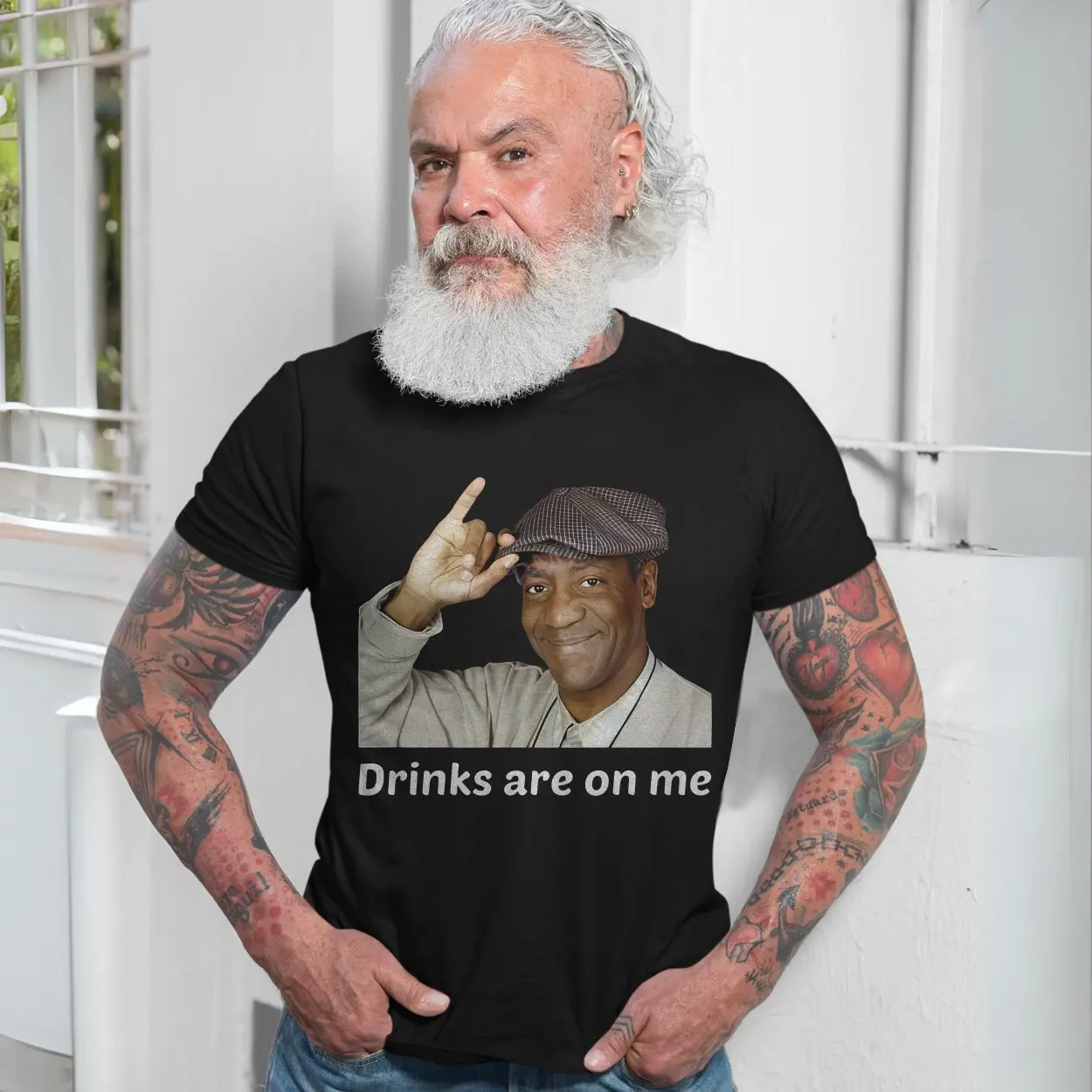 Bill Cosby Drinks Are on Me Funny Mens T Shirt 7 1.jpg