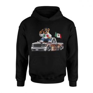 Cool Bear with Mexico Flag Lowrider Truck T Shirt 2 1.jpg
