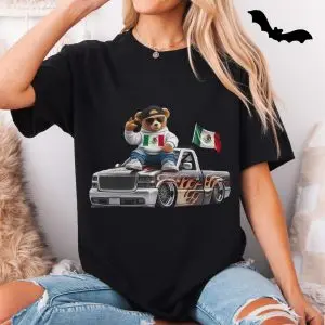 Cool Bear with Mexico Flag Lowrider Truck T-Shirt 11 Cool Bear with Mexico Flag Lowrider Truck T Shirt 5 1.jpg