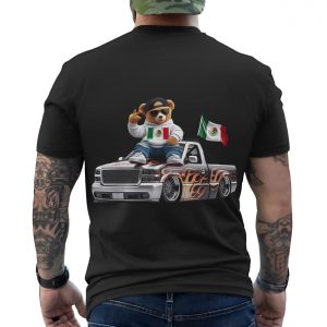 Cool Bear with Mexico Flag Lowrider Truck T Shirt 6 1.jpg