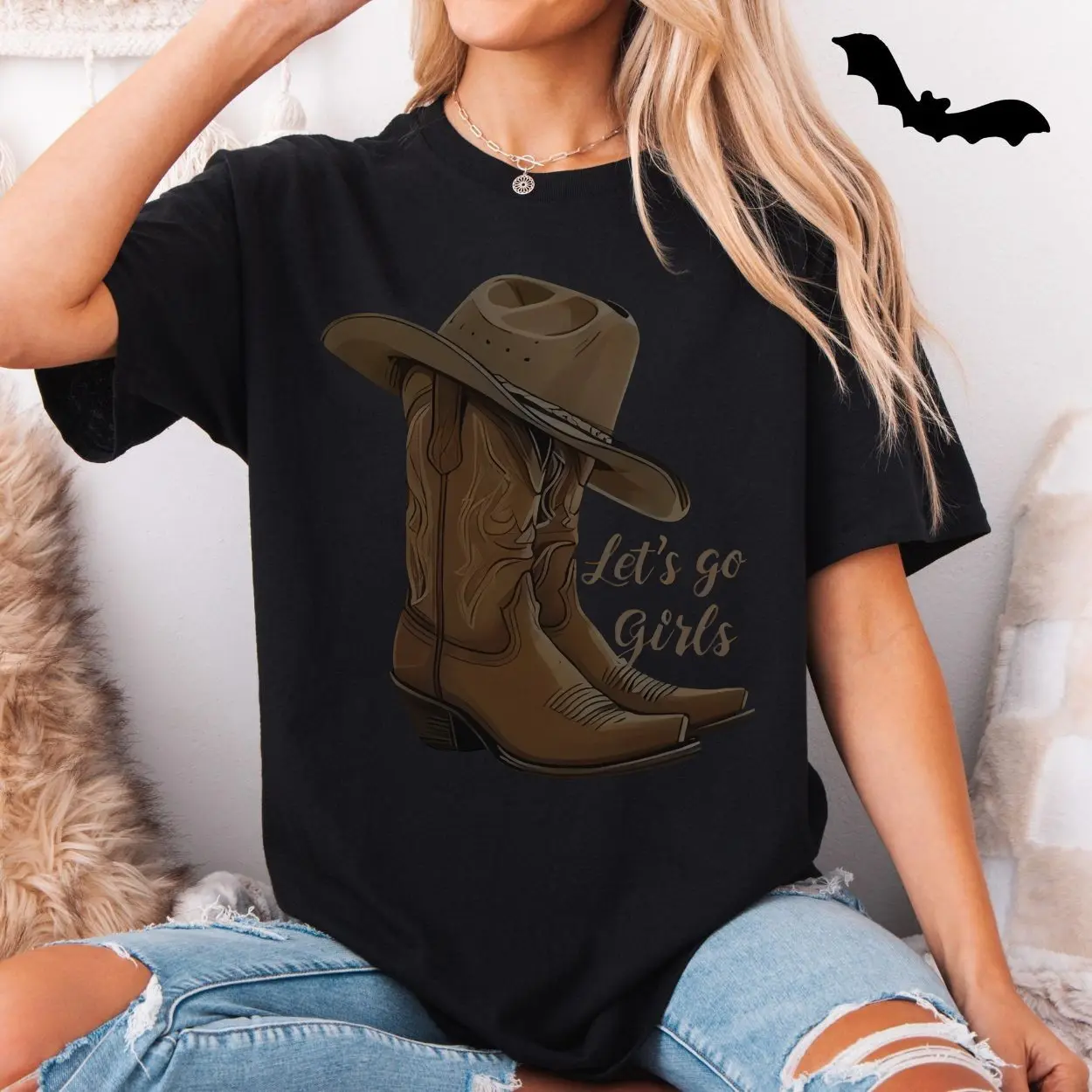 Cowgirl Boots and Hat Lets Go Girls T Shirt 5 1.jpg