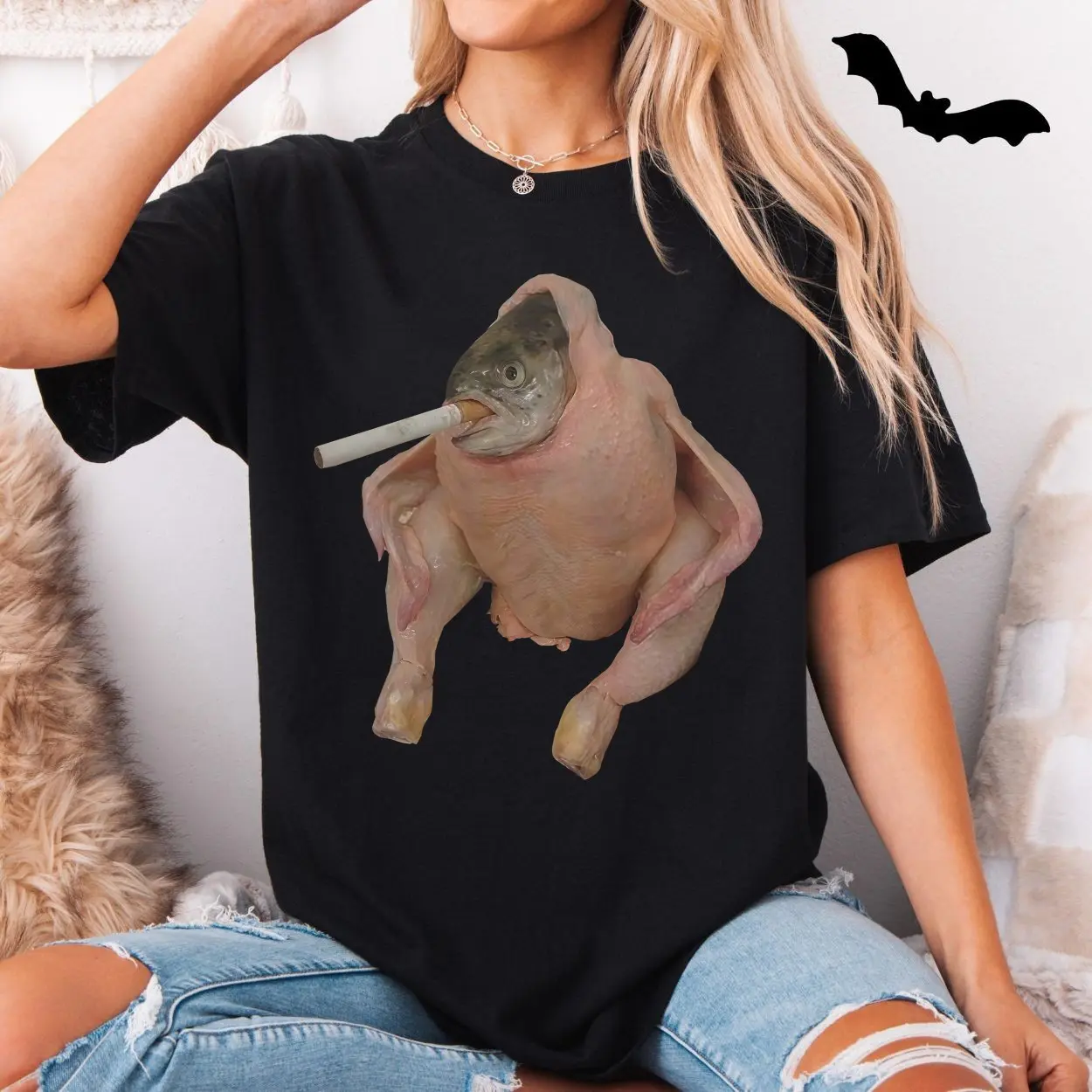 Cursed Fish Chicken Smoking Meme T Shirt Funny Bizarre Tee 5 1.jpg