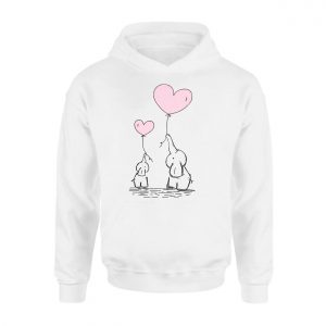 Cute Elephant Mom and Baby with Heart Balloons T Shirt 2 1.jpg