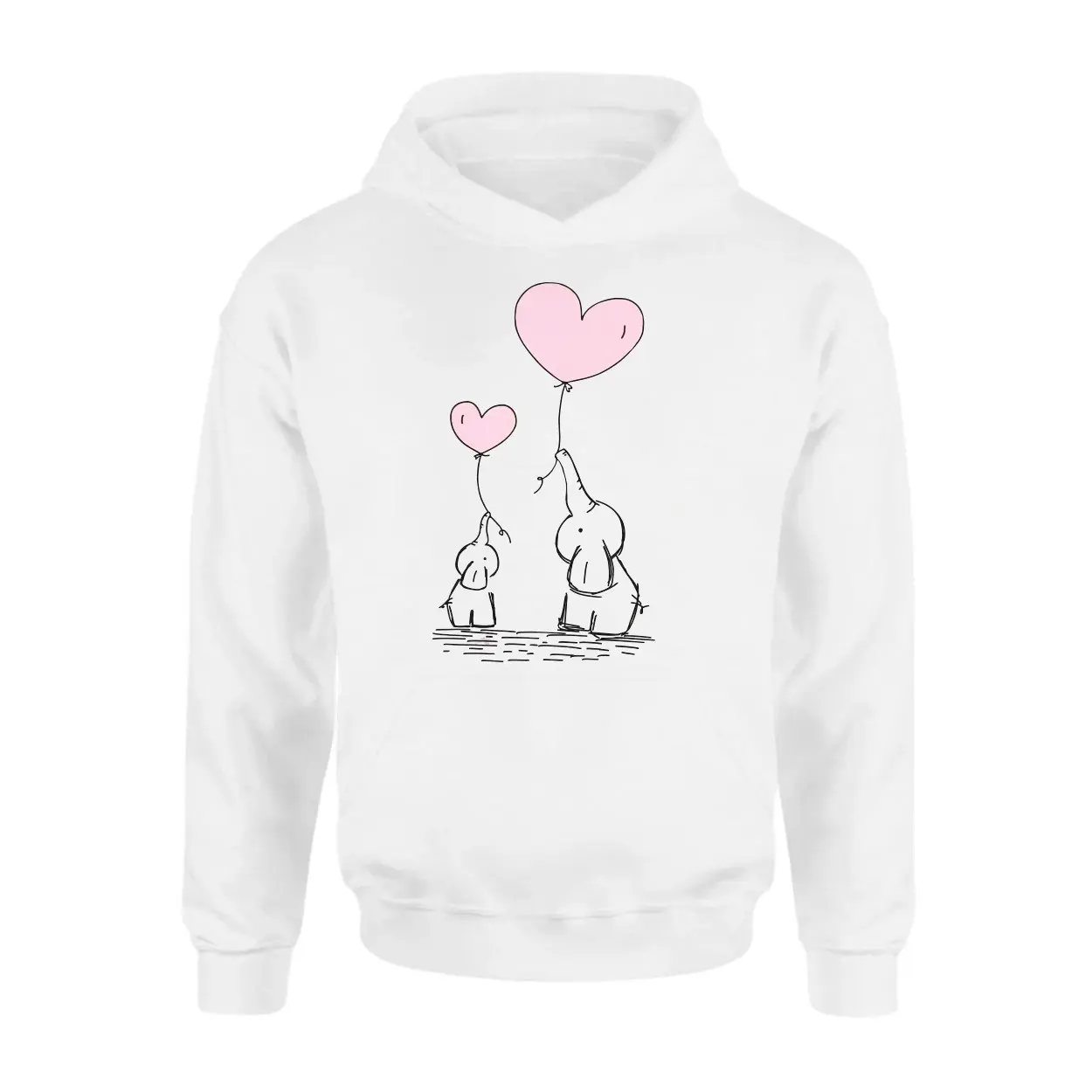 Cute Elephant Mom and Baby with Heart Balloons T Shirt 2 1.jpg