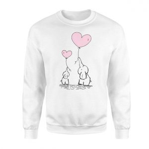 Cute Elephant Mom and Baby with Heart Balloons T Shirt 3 1.jpg