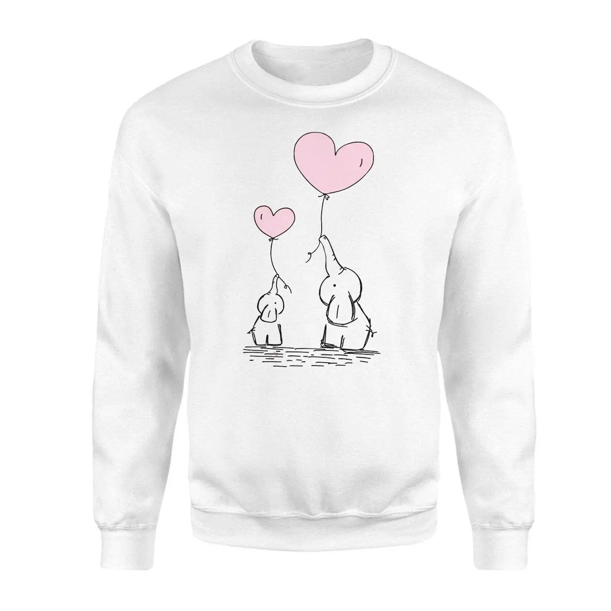Cute Elephant Mom and Baby with Heart Balloons T Shirt 3 1.jpg