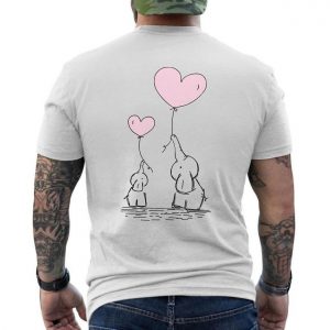 Cute Elephant Mom and Baby with Heart Balloons T Shirt 6 1.jpg