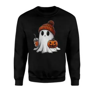 Cute Ghost with Pumpkin Spice Halloween T-Shirt 9 Cute Ghost with Pumpkin Spice Halloween T Shirt 3 1 1.jpg