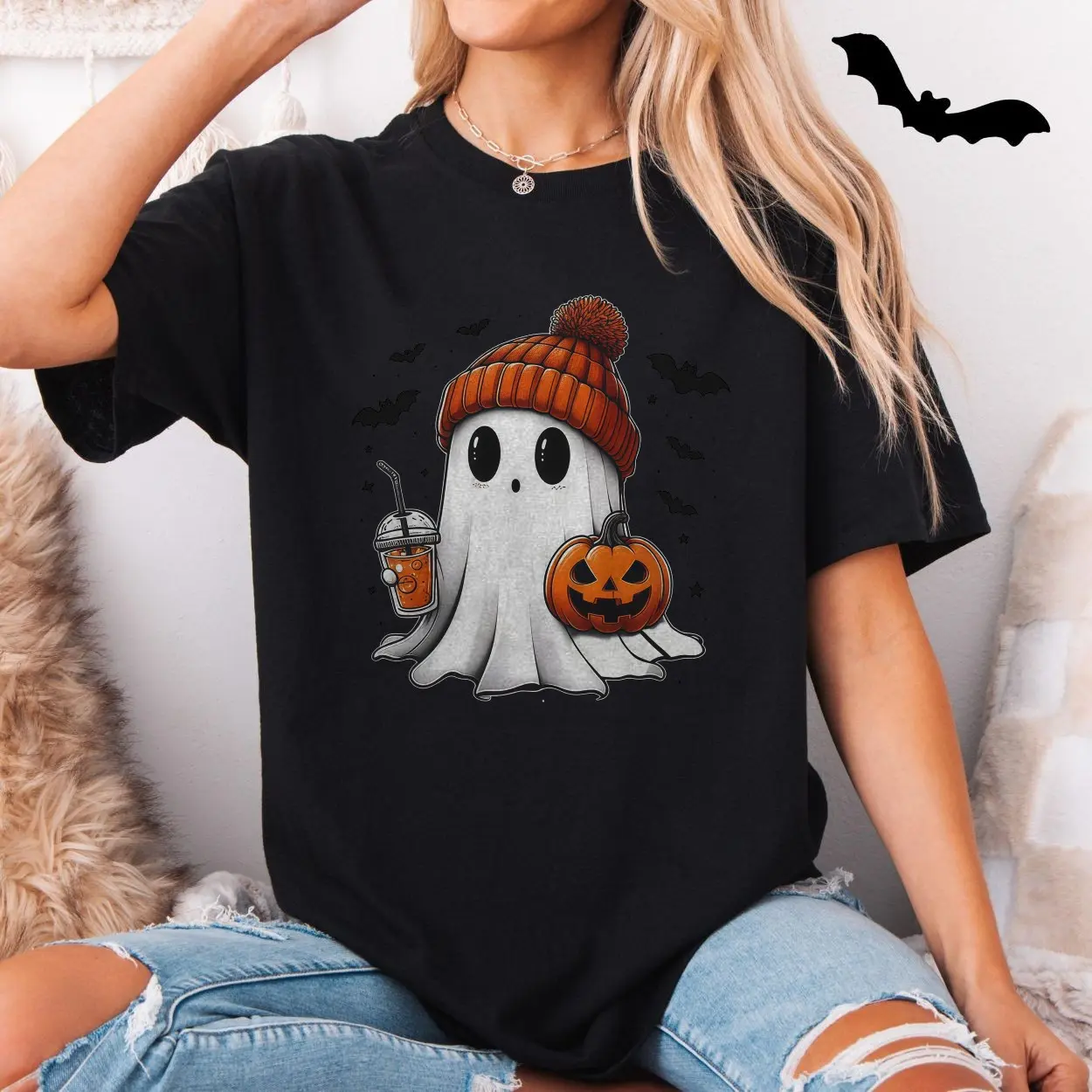 Cute Ghost with Pumpkin Spice Halloween T Shirt 5 1 1.jpg