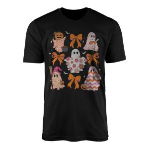 Cute Girly Ghosts with Bows Halloween T Shirt 1 1.jpg