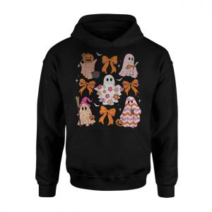 Cute Girly Ghosts with Bows Halloween T Shirt 2 1.jpg