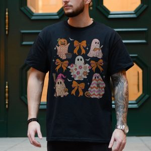 Cute Girly Ghosts with Bows Halloween T Shirt 4 1.jpg