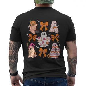 Cute Girly Ghosts with Bows Halloween T Shirt 6 1.jpg
