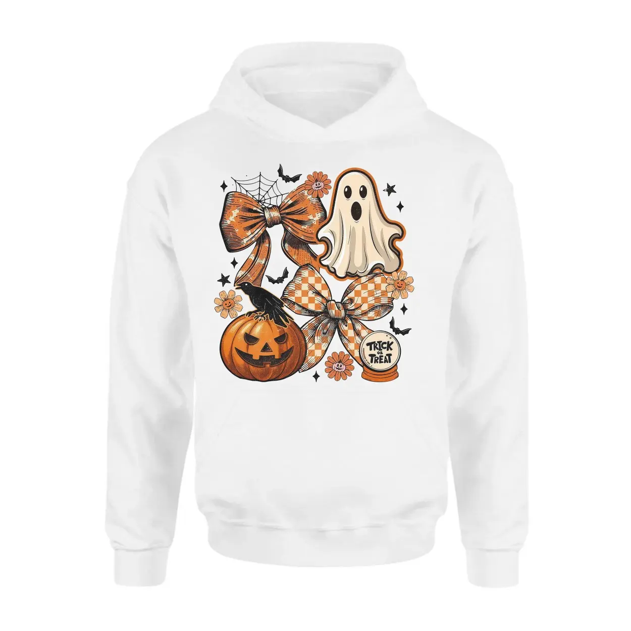 Cute Halloween Ghost Pumpkin and Bows Trick or Treat T shirt 2 1.jpg
