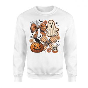 Cute Halloween Ghost Pumpkin and Bows Trick or Treat T shirt 3 1.jpg