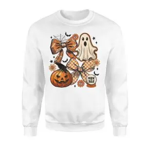 Cute Halloween Ghost Pumpkin and Bows Trick or Treat T-shirt 9 Cute Halloween Ghost Pumpkin and Bows Trick or Treat T shirt 3 1.jpg
