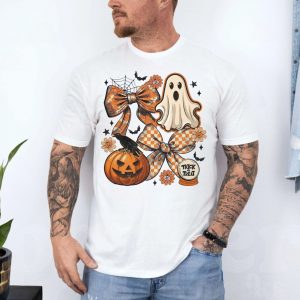 Cute Halloween Ghost Pumpkin and Bows Trick or Treat T shirt 4 1.jpg