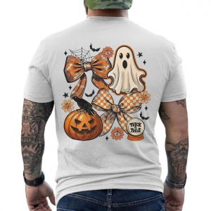 Cute Halloween Ghost Pumpkin and Bows Trick or Treat T shirt 6 1.jpg