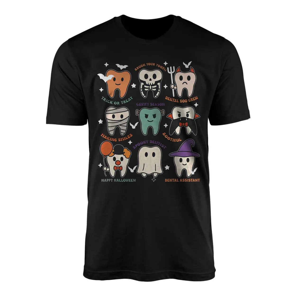 Cute Halloween Tooth Characters Dental Assistant T Shirt 1 1.jpg