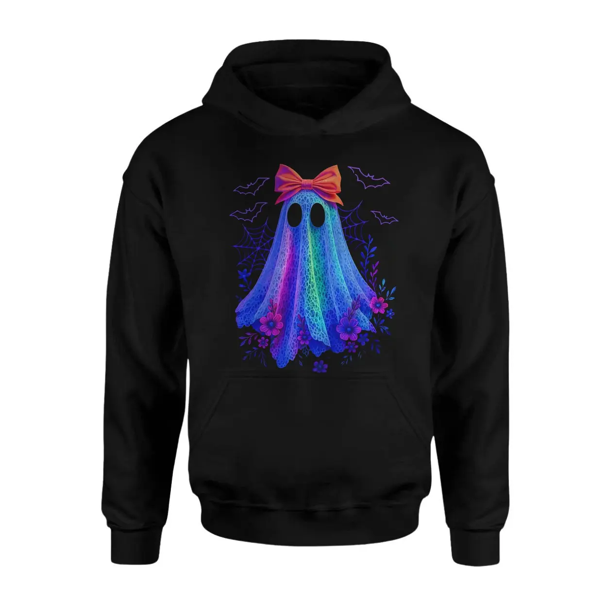 Cute Rainbow Ghost with Bow Funny Halloween T Shirt 2 1.jpg