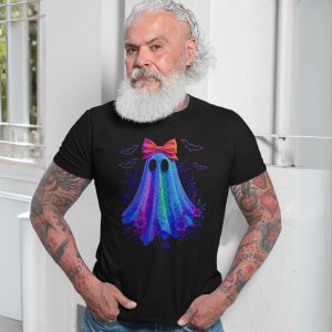 Cute Rainbow Ghost with Bow Funny Halloween T Shirt 7 1.jpg
