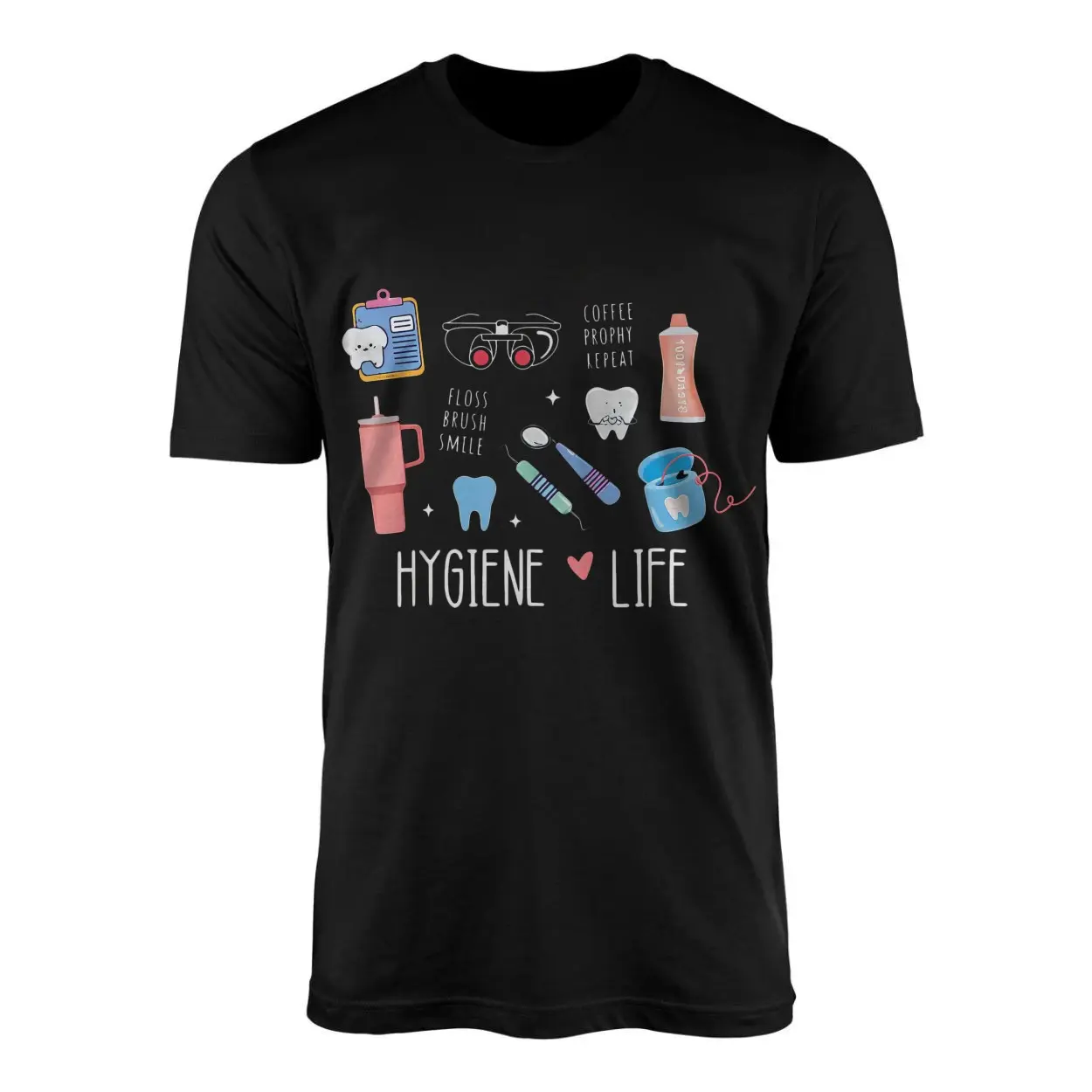Dental Hygiene Life Toothbrush Floss Coffee Smile T Shirt 1 1.jpg