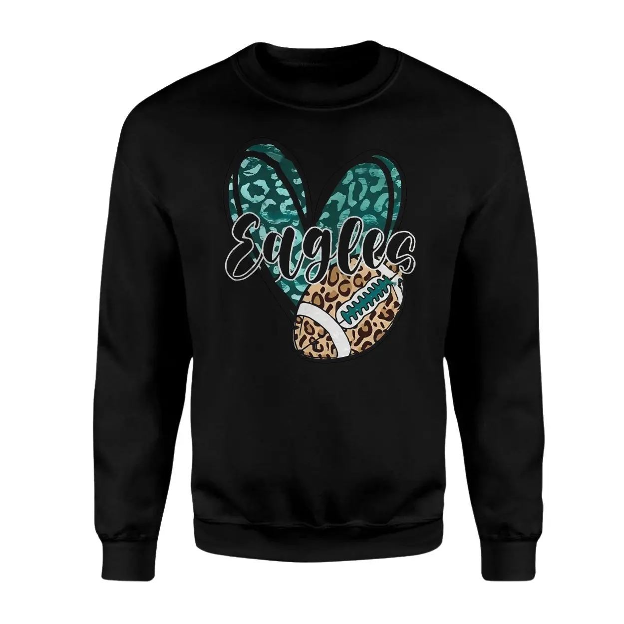 Eagles Leopard Print Football Heart T shirt 3 1.jpg